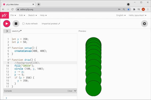 パート❸ 円をジャンプさせてみる